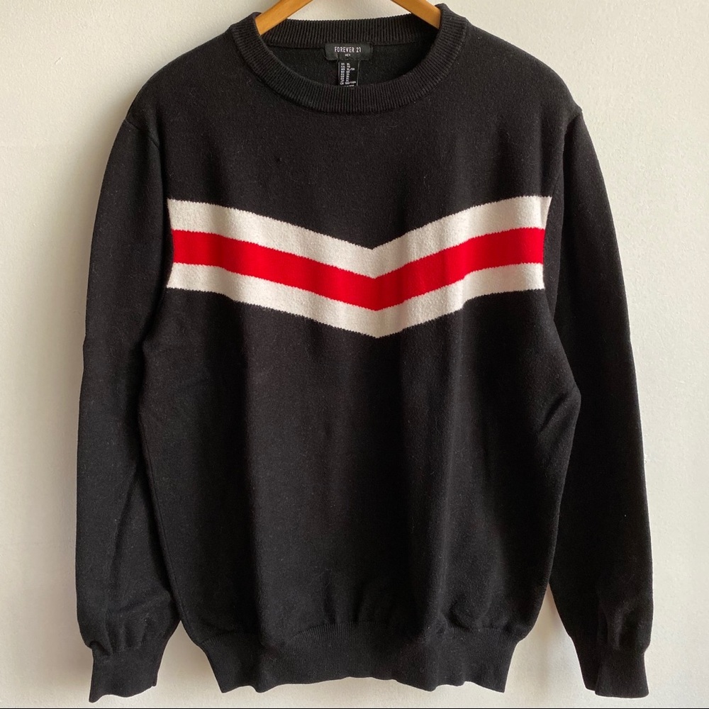 F21 Men Black Varsity Sweater